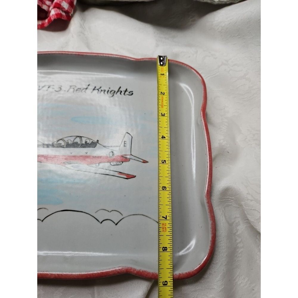 VT-3 RED KNIGHTS U.S. NAVY Naval Aviator Training Squadron Tray Art Pottery‎ - Picture 9 of 12